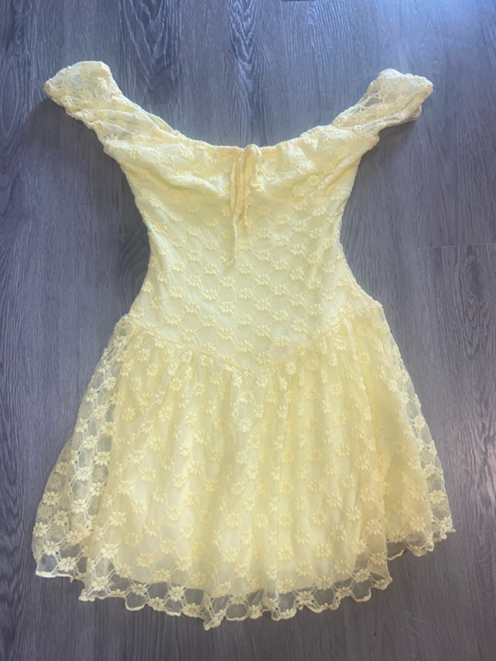 Yellow Lace Off-Shoulder Women's Dress